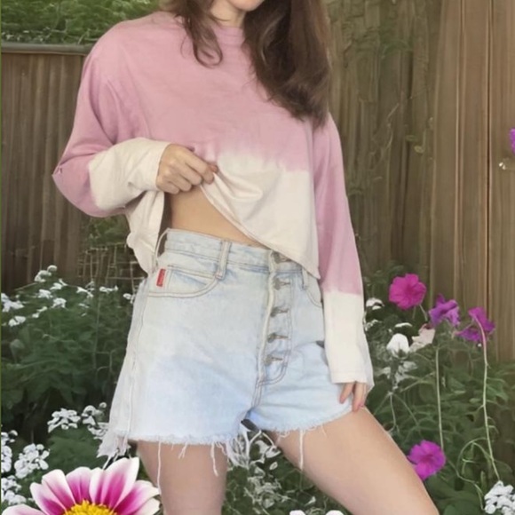 BONGO Pants - SOLD Vintage BONGO Distressed Light Wash Denim High-Waist Shorts